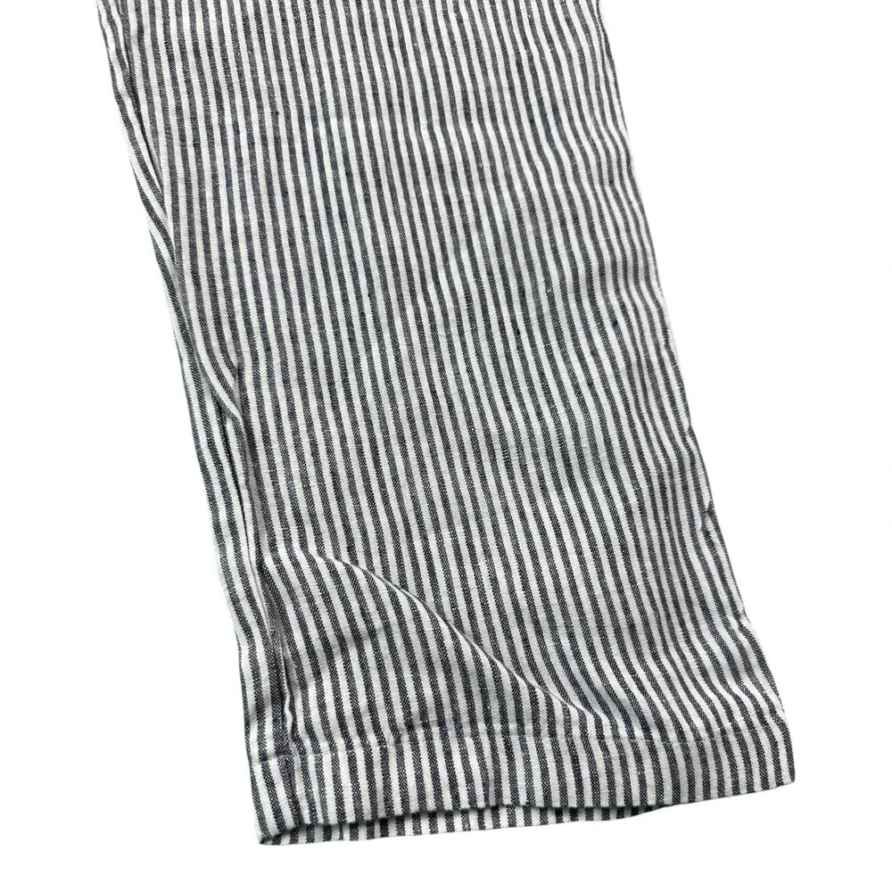 Alex Crane White Blue Engineer Stripe Button Fly Pure Linen Mens Pant 33X30 NWT
